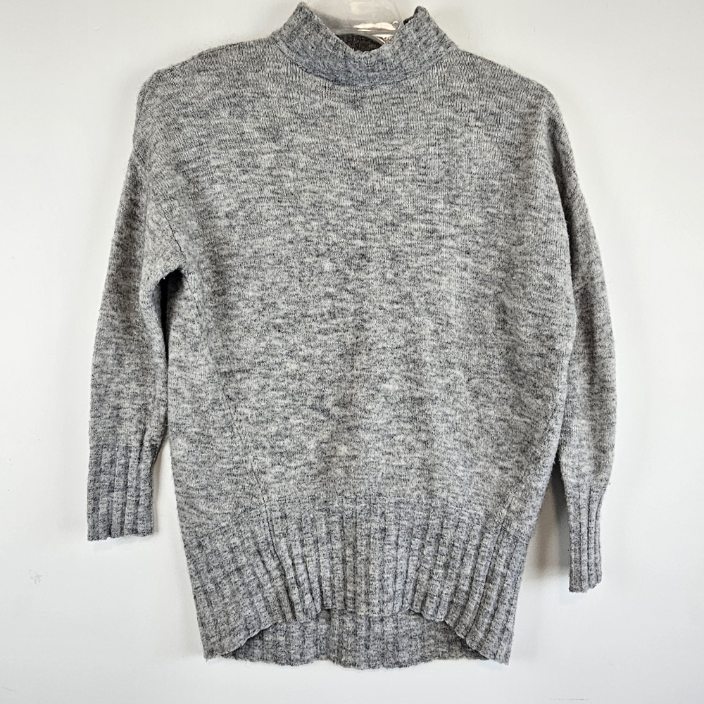 Zara Knit Gray Mock Neck Wool Blend Sweater Pullover Size Small Womens Knit